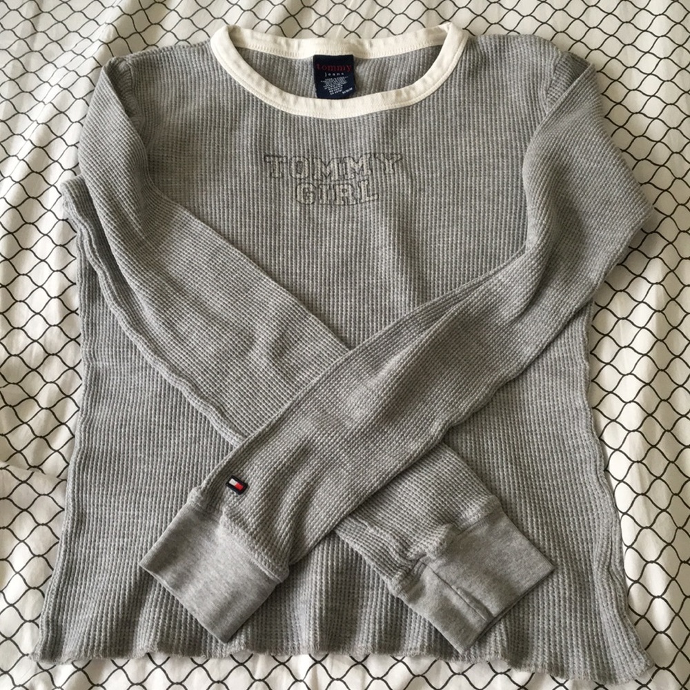 Vintage Tommy Girl Gray Thermal Long Sleeve Top